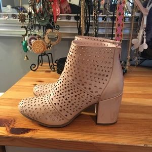 Blush-colored, leather booties size 7